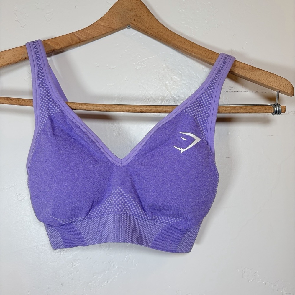 Gymshark‎ Crossover Sports Bra Womens XS Purple Padded Racerback Mesh